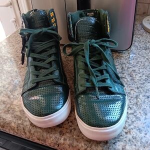 Supra Skytop Skate Boarding Green Patent Leather Shoes Size 6.5
